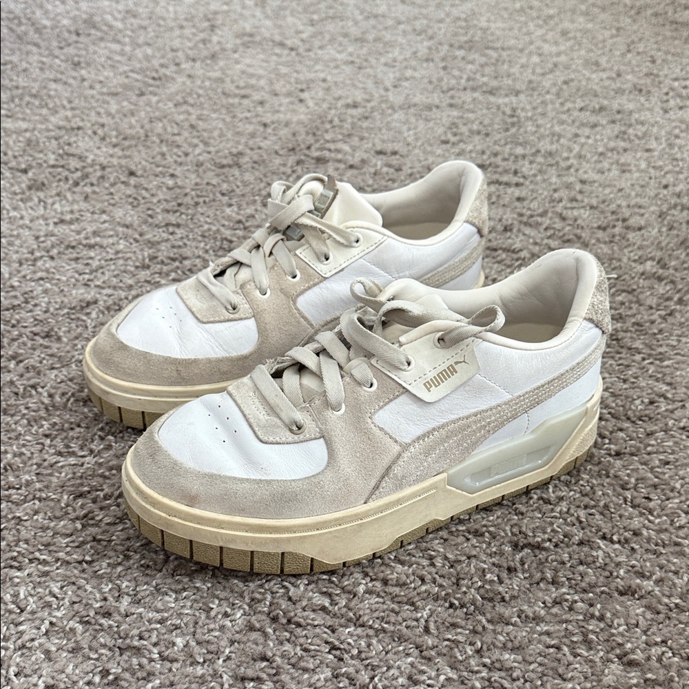 Puma Women's Cream and White Sneakers
